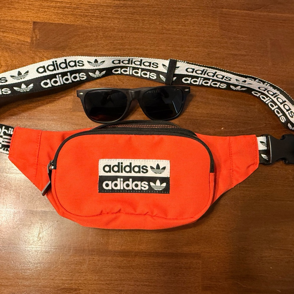 adidas Orange Trefoil Waist Bag with Black Strap